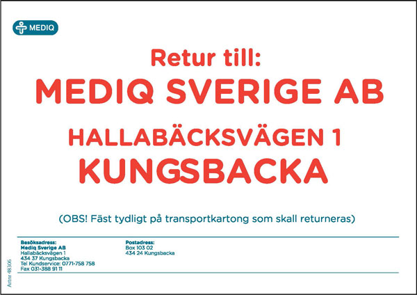 Returetikett Mediq