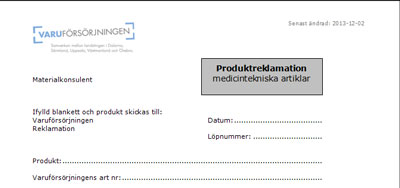 Reklamationsblankett